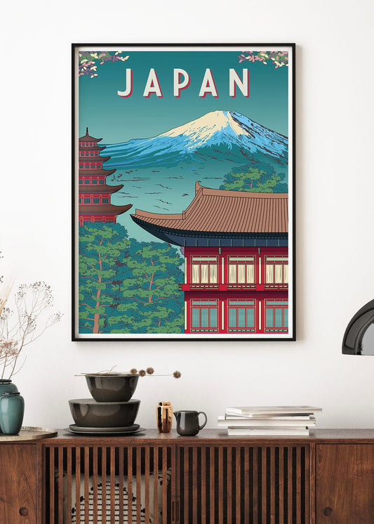 Japan Travel Poster | Vintage Postcard Wall Art