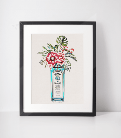 Bombay Sapphire Gin Bottle Illustration Print