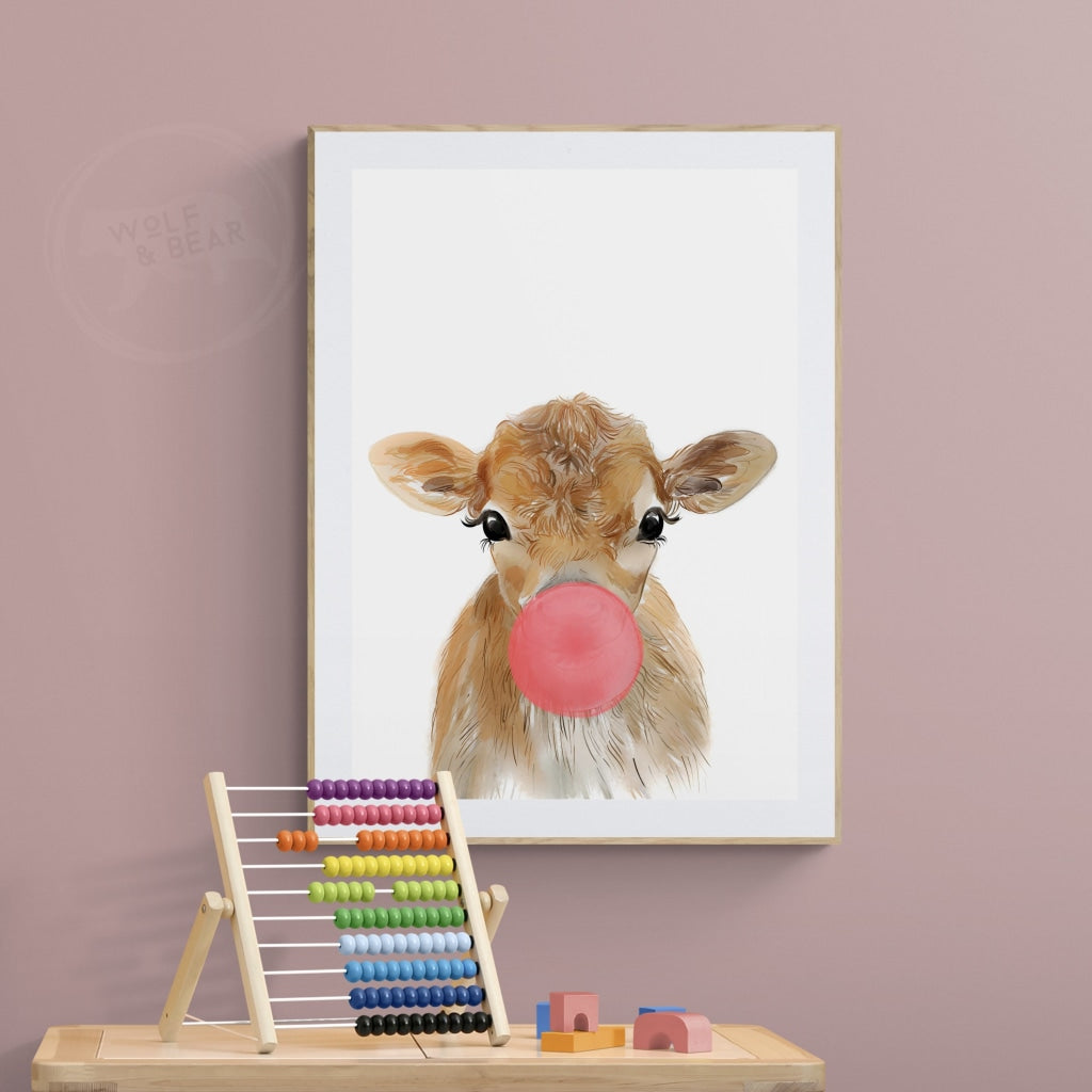 Bubblegum Cow Print