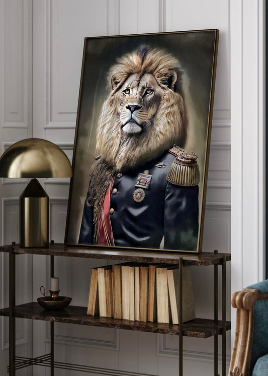Mr Lion | vintage style altered Lion Portrait Wall Art