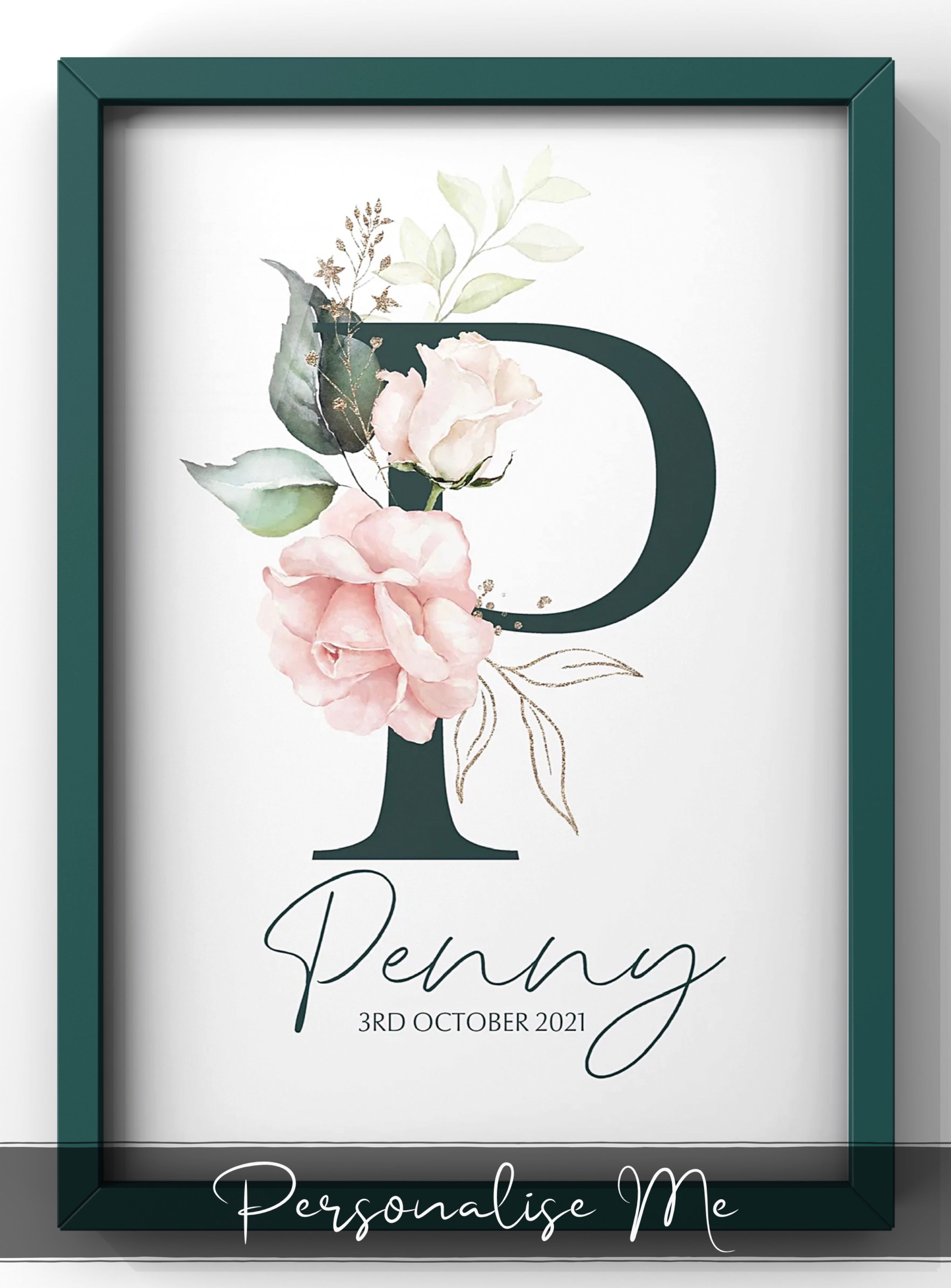Personalised Letter Name Print | New Born Nursery Print