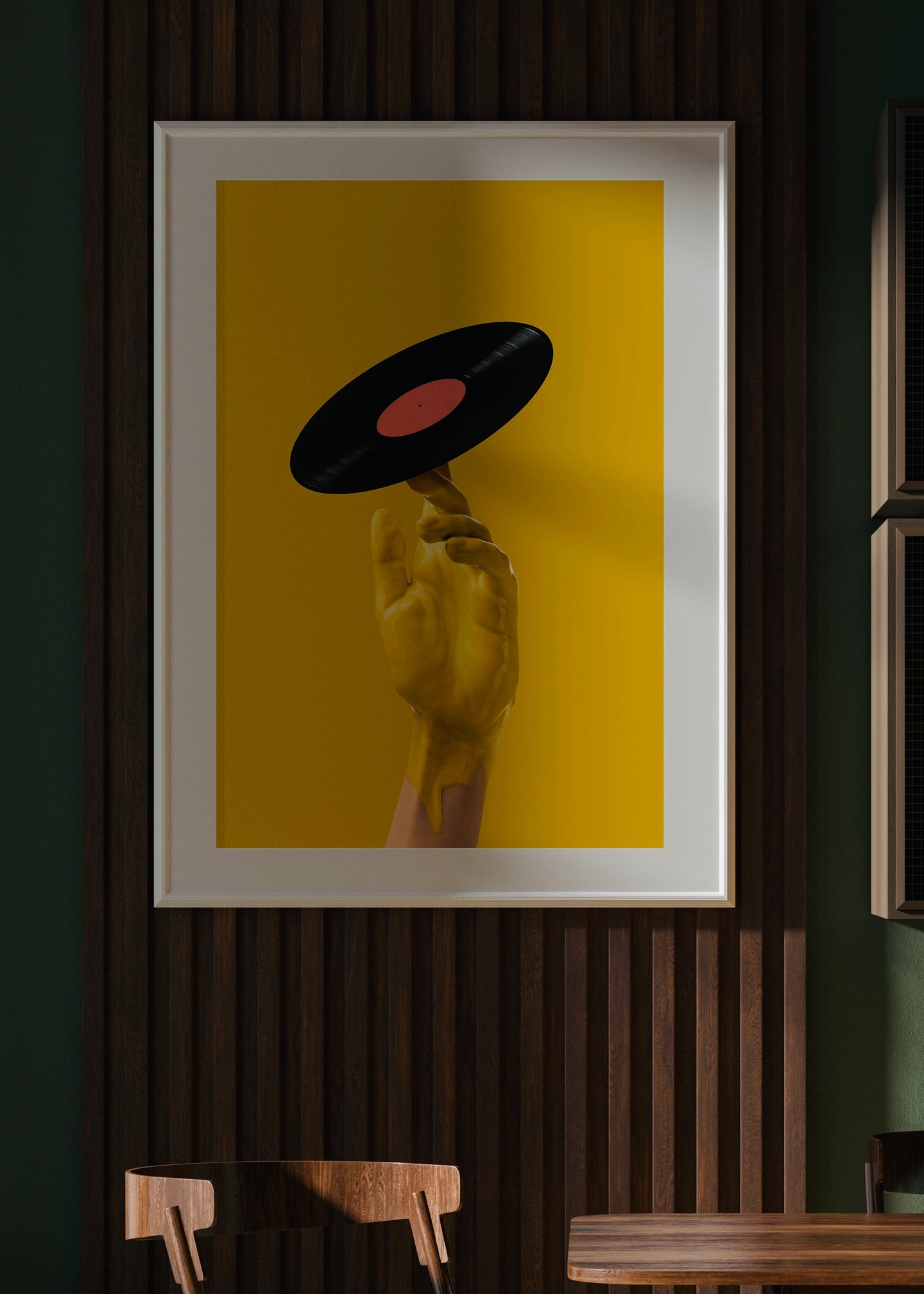 Bold Yellow Vinyl Print | Spinning Vinyl Music Poster Wall Art