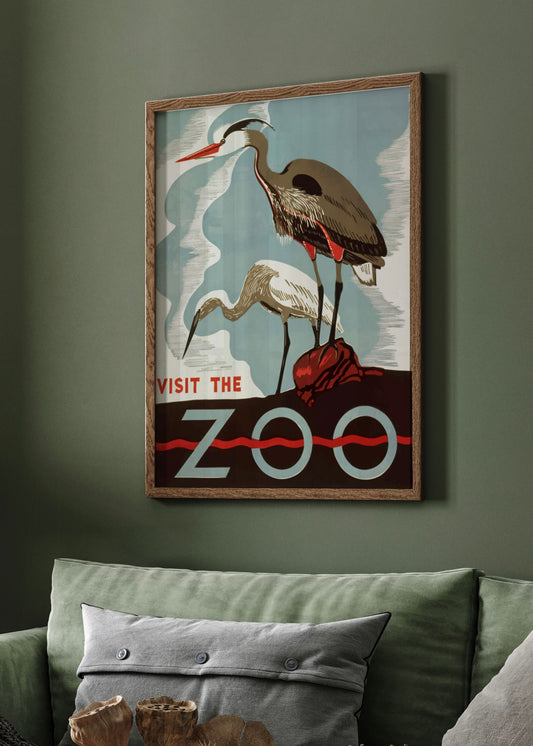Visit The Zoo Vintage Poster Print | Vintage Wall Art