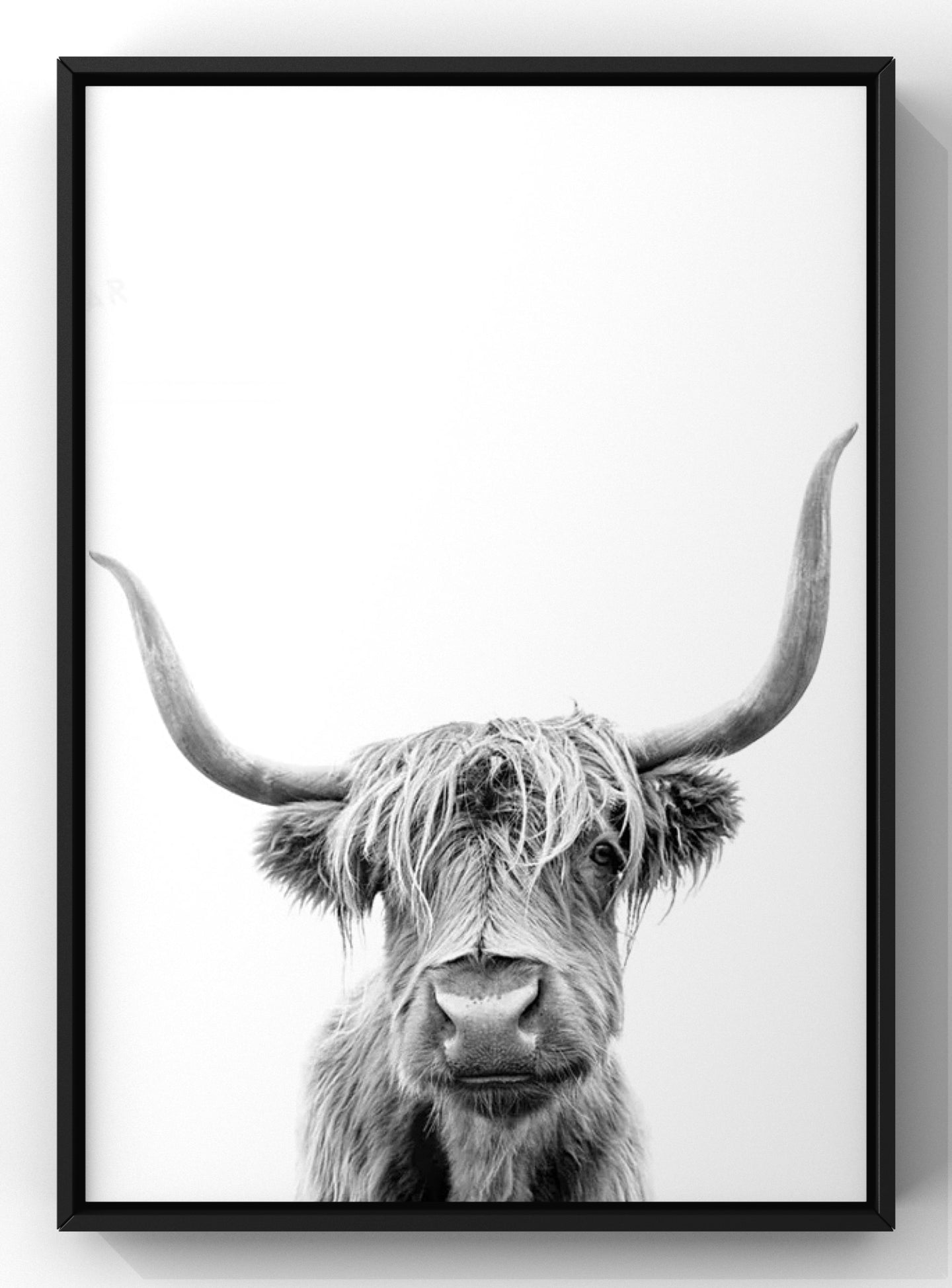 Minimal Highland Cow Wall Art Print