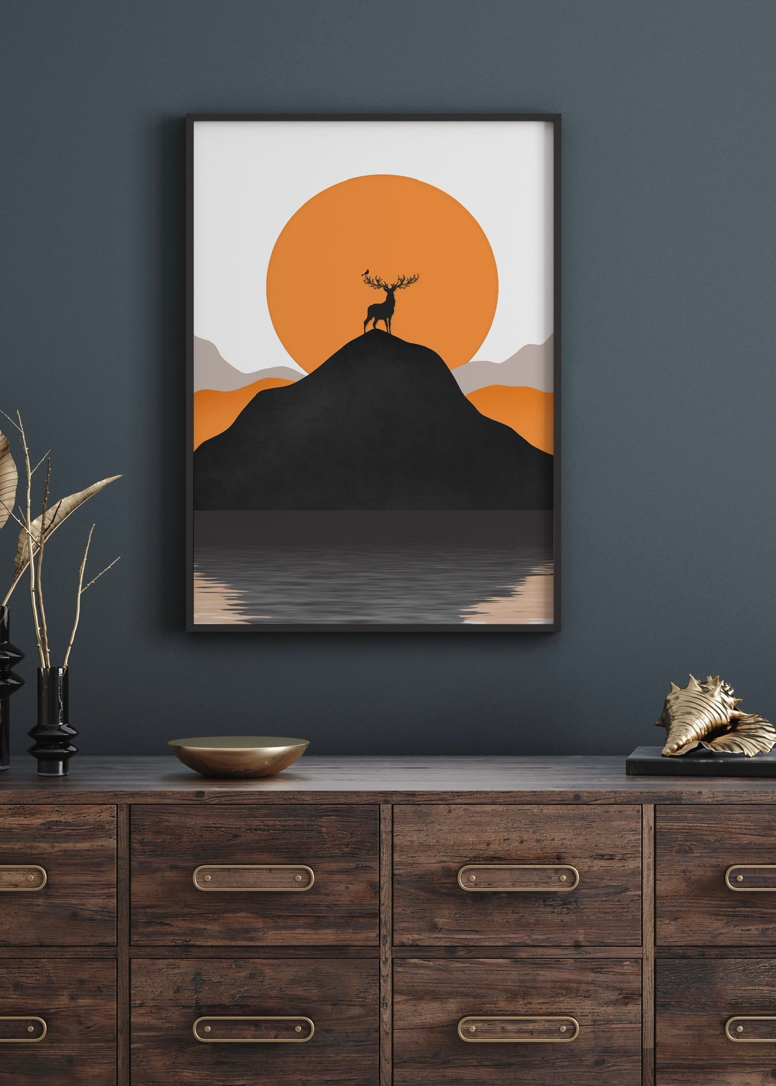 Abstract Geometric Deer Wall Art | Mounting Print