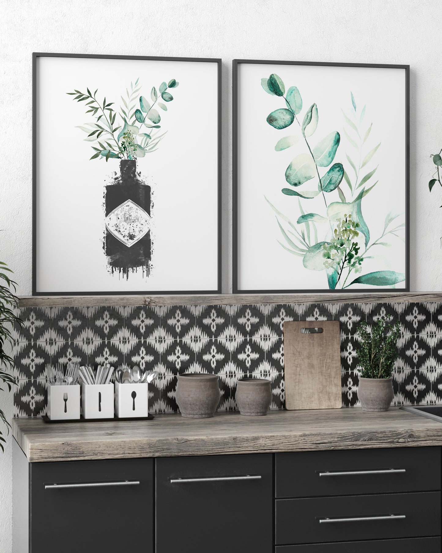 Botanical Gin Bottle Print | Kitchen Gin Wall Art | Hendricks Gin Print | Kitchen Wall Art