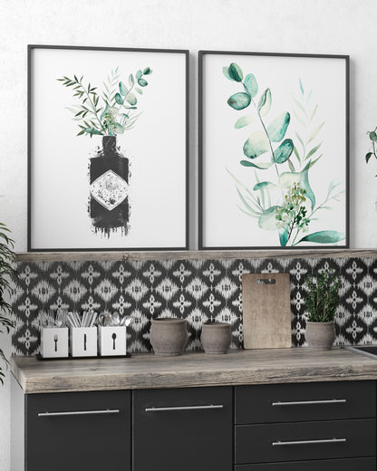 Botanical Gin Bottle Print | Kitchen Gin Wall Art | Hendricks Gin Print | Kitchen Wall Art