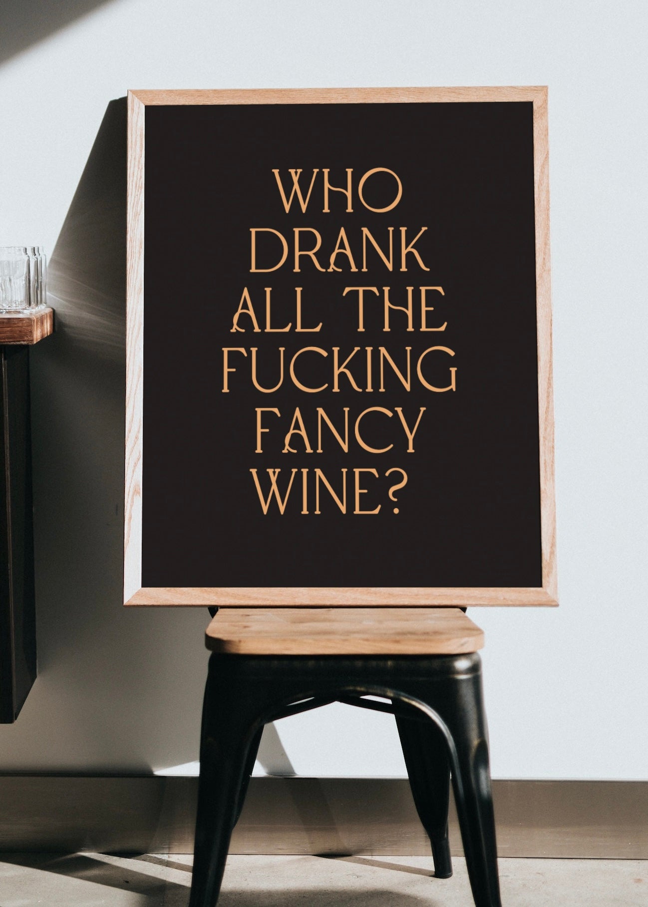 Who Drank The Fancy Wine Wall Art Print | Minimal Text Wall Art