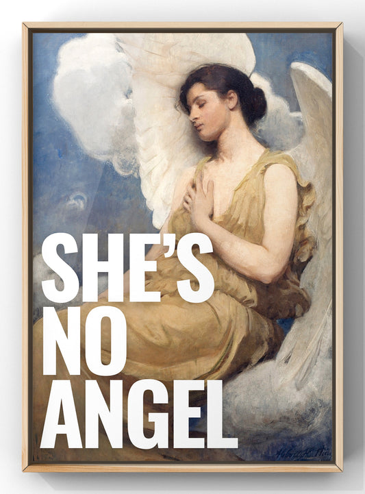 She’s No Angle Quote Vintage Angel Portrait Print | Alternative Wall Art