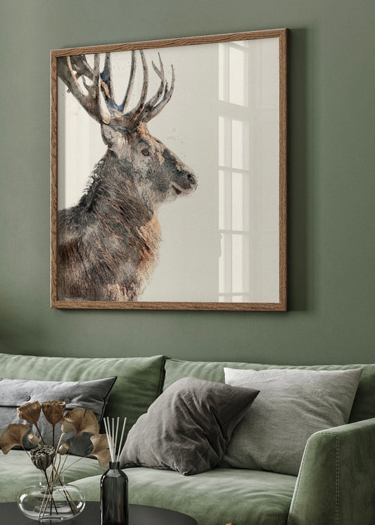 Watercolour Stag Illustration Wall Art | Premium Print