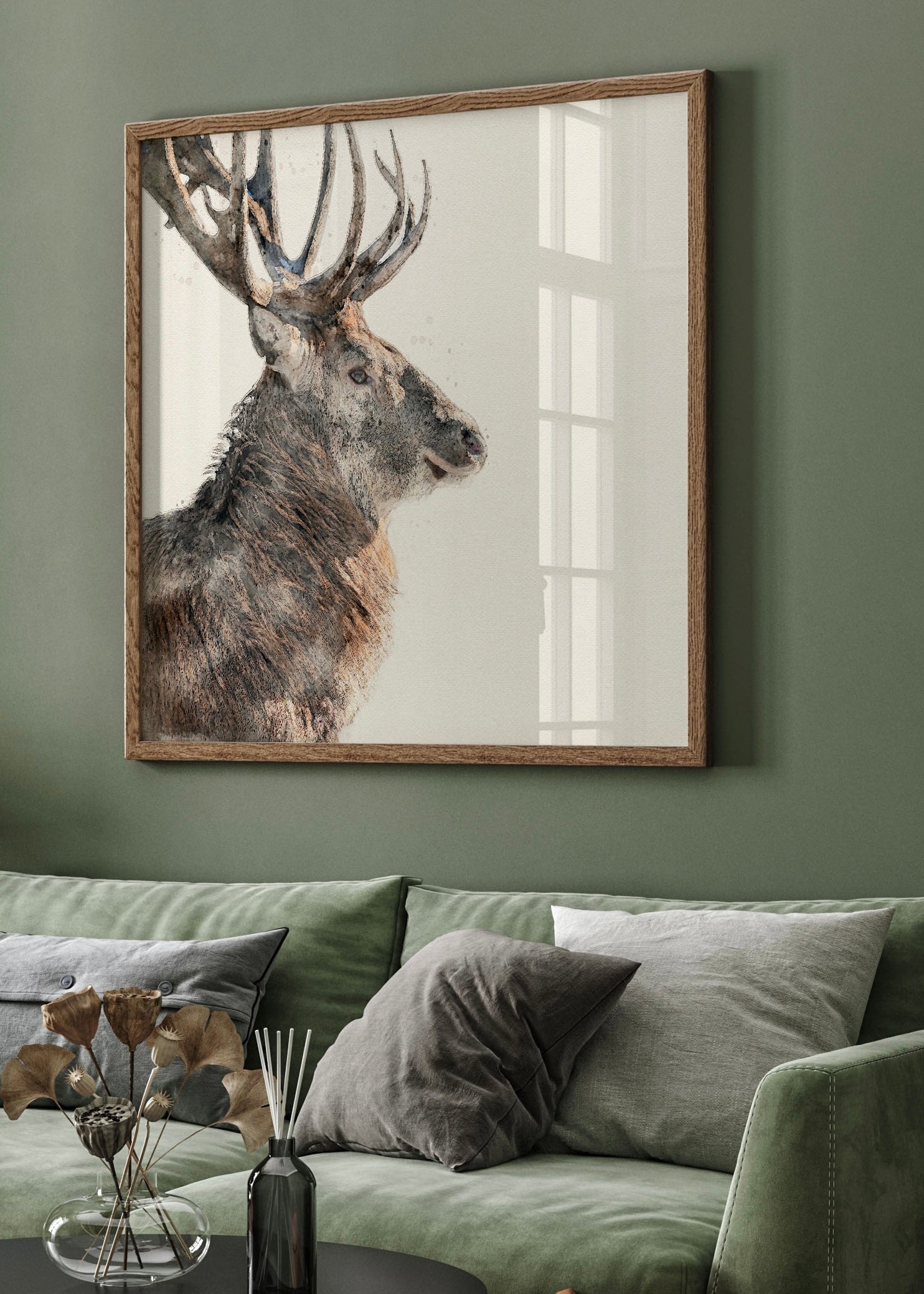 Watercolour Stag Illustration Wall Art | Premium Print