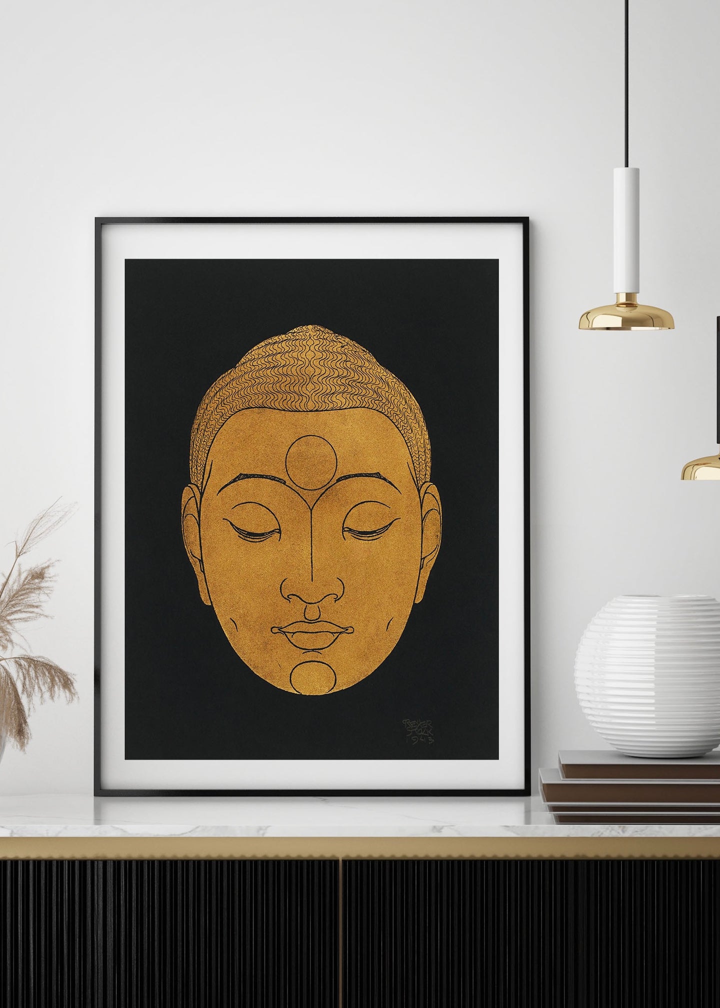 Vintage Golden Buddha | Head of Buddha print by Reijer Stolk