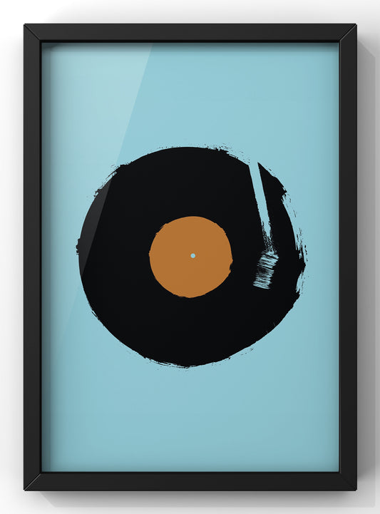 Minimal Blue Vinyl Scratch Print | Music Poster Wall Art