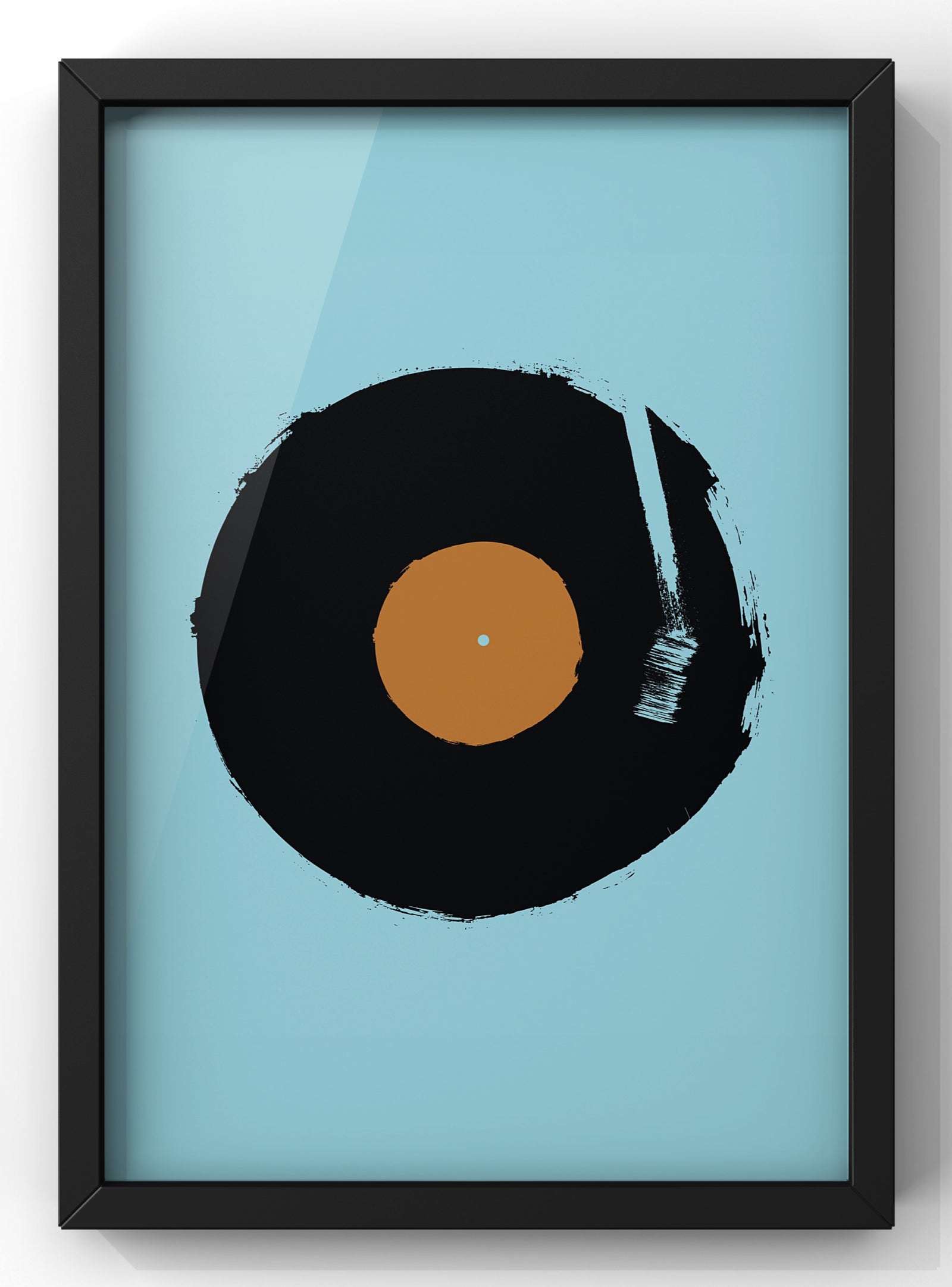 Minimal Blue Vinyl Scratch Print | Music Poster Wall Art