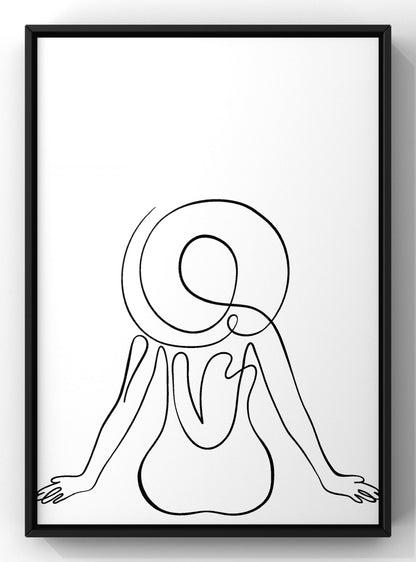 One Line Drawn Beach Pose Print | Simplistic Wall Art