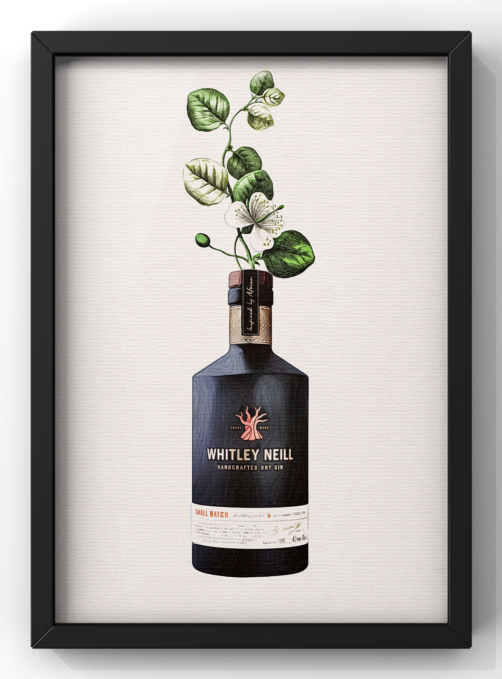Whitley Neil Gin Bottle Botanical Print | Kitchen Gin Wall Art