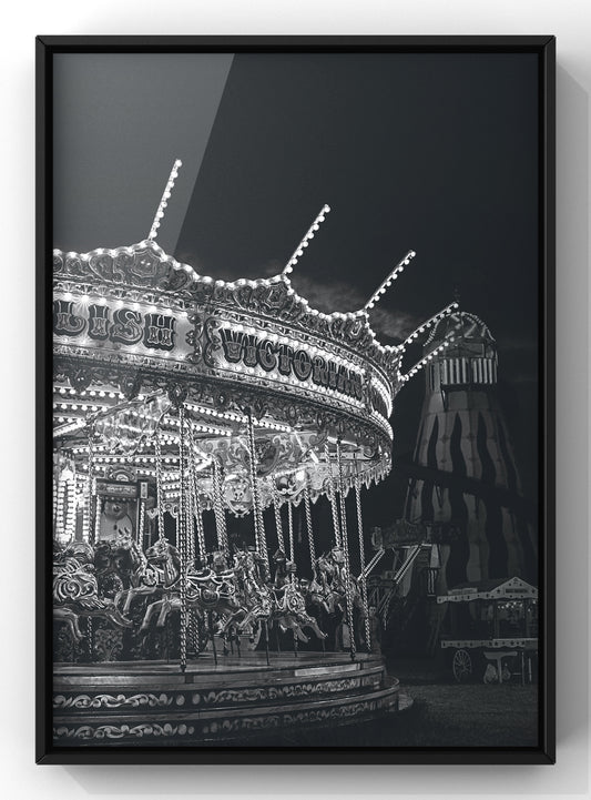 Black & White Carnival Carousel | Photographic Wall Art