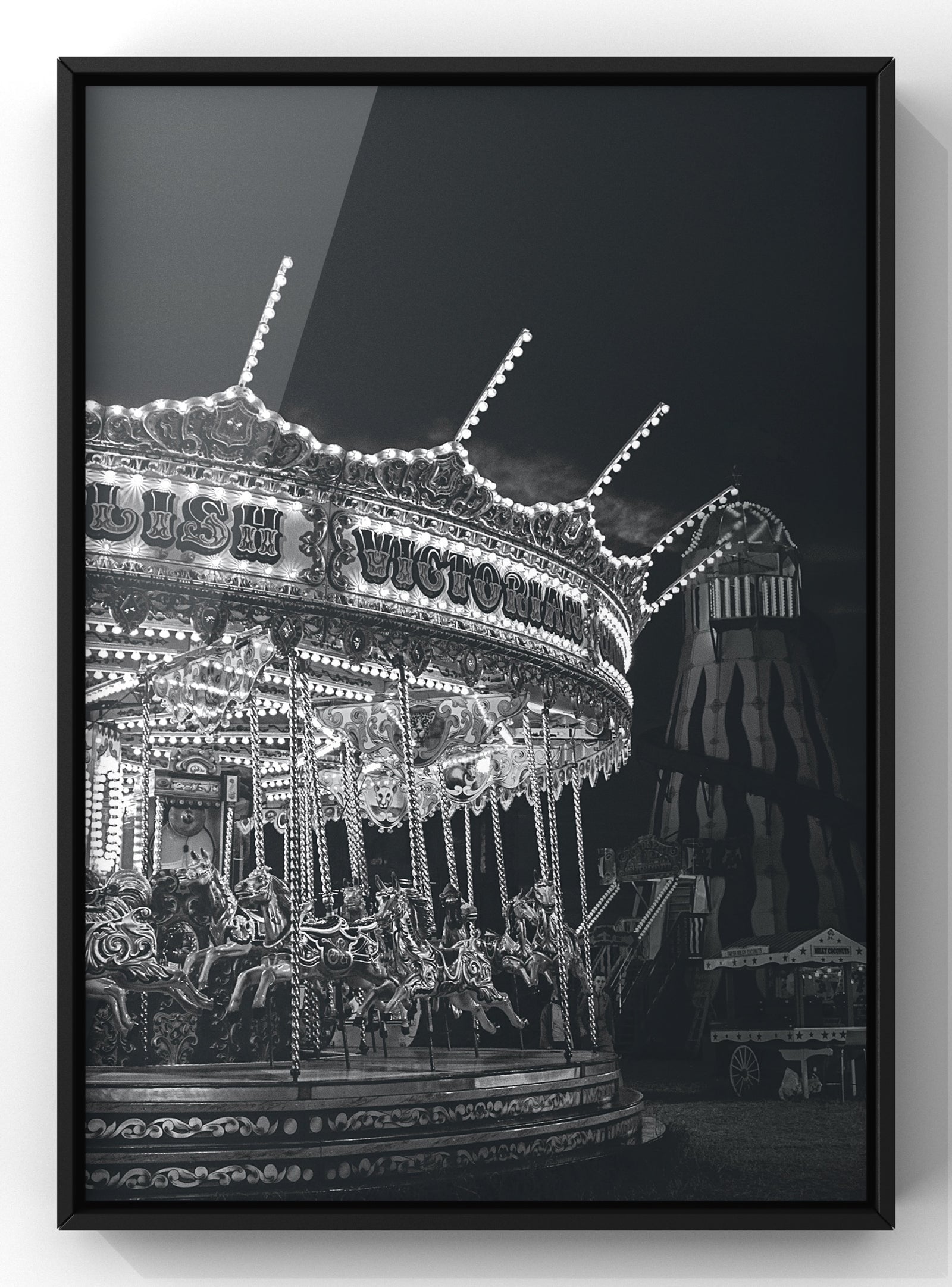 Black & White Carnival Carousel | Photographic Wall Art