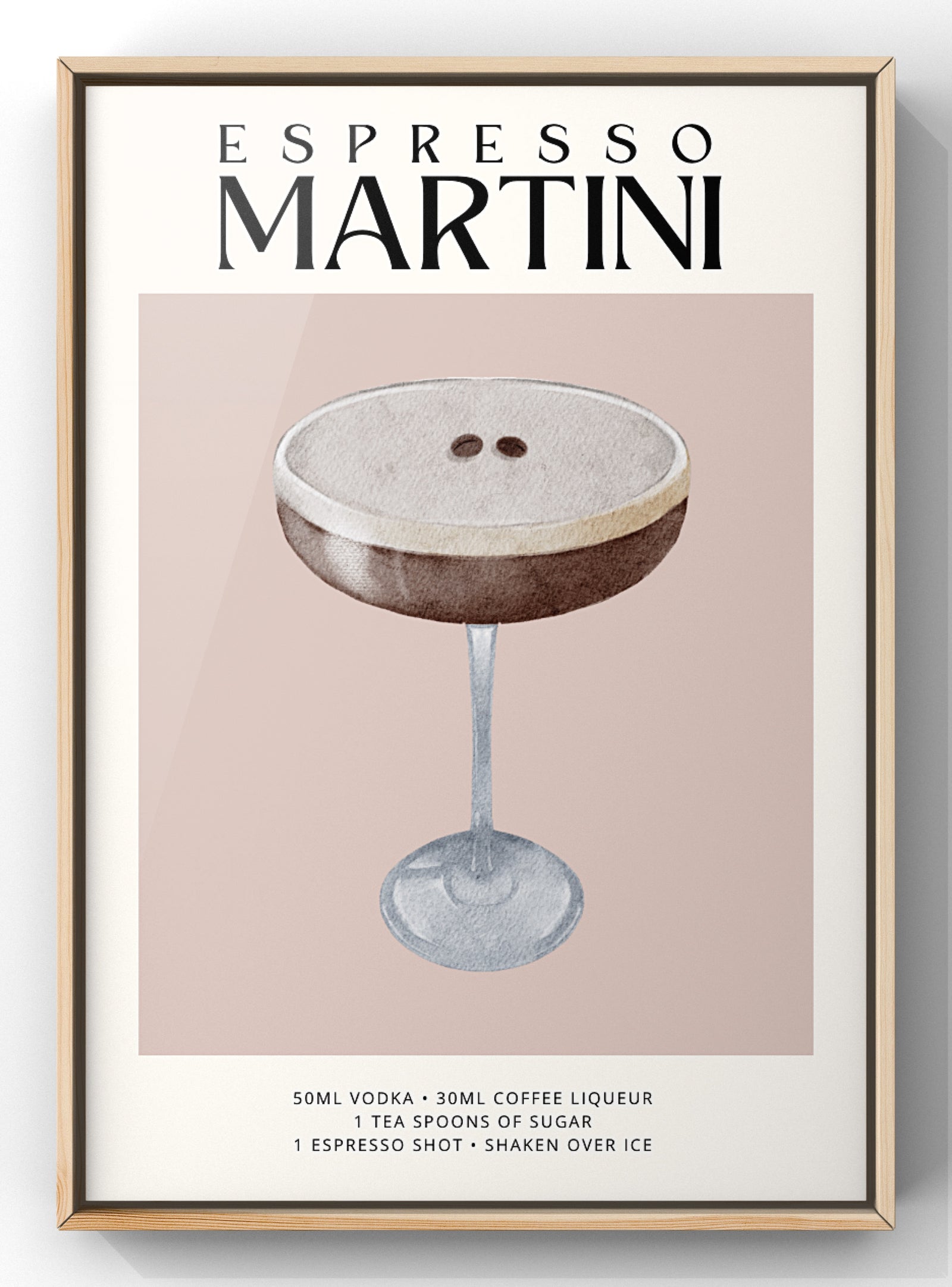 Espresso Martini Cocktail Recipe Poster | Kitchen Cocktail Wall Art | Home Bar Decor