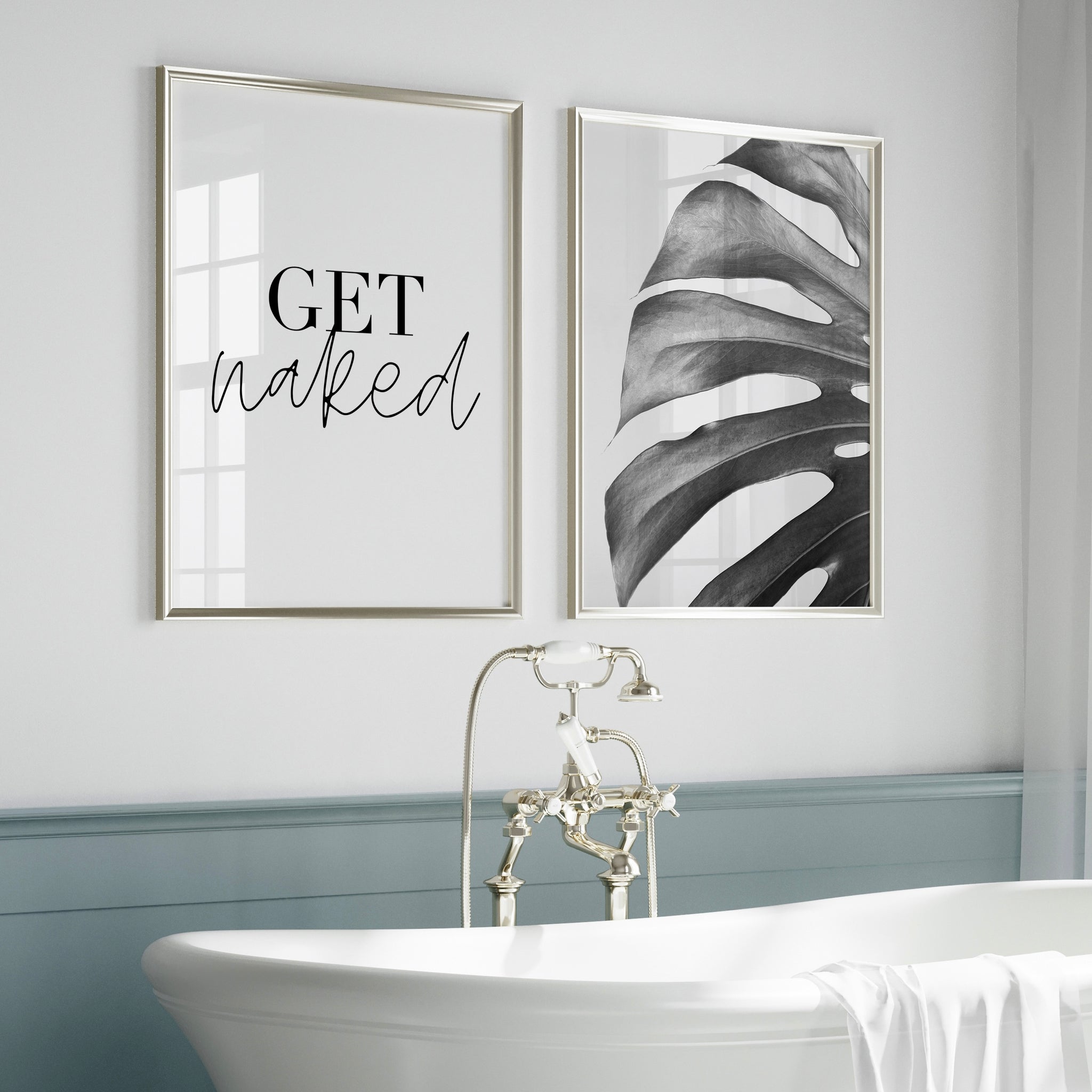 Get Naked Bathroom Wall Art Set of Two