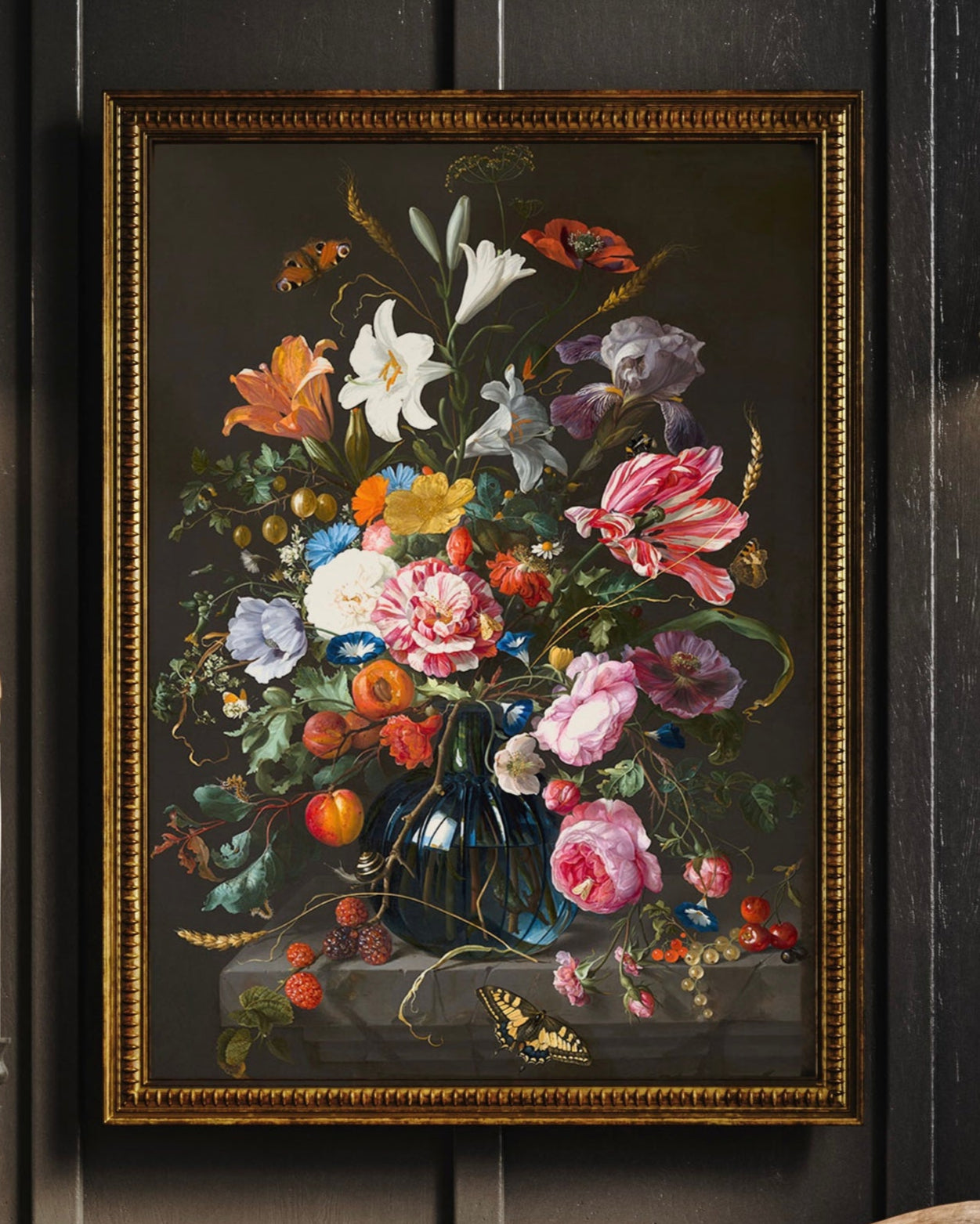 Dark Floral Vintage Wall Art Print