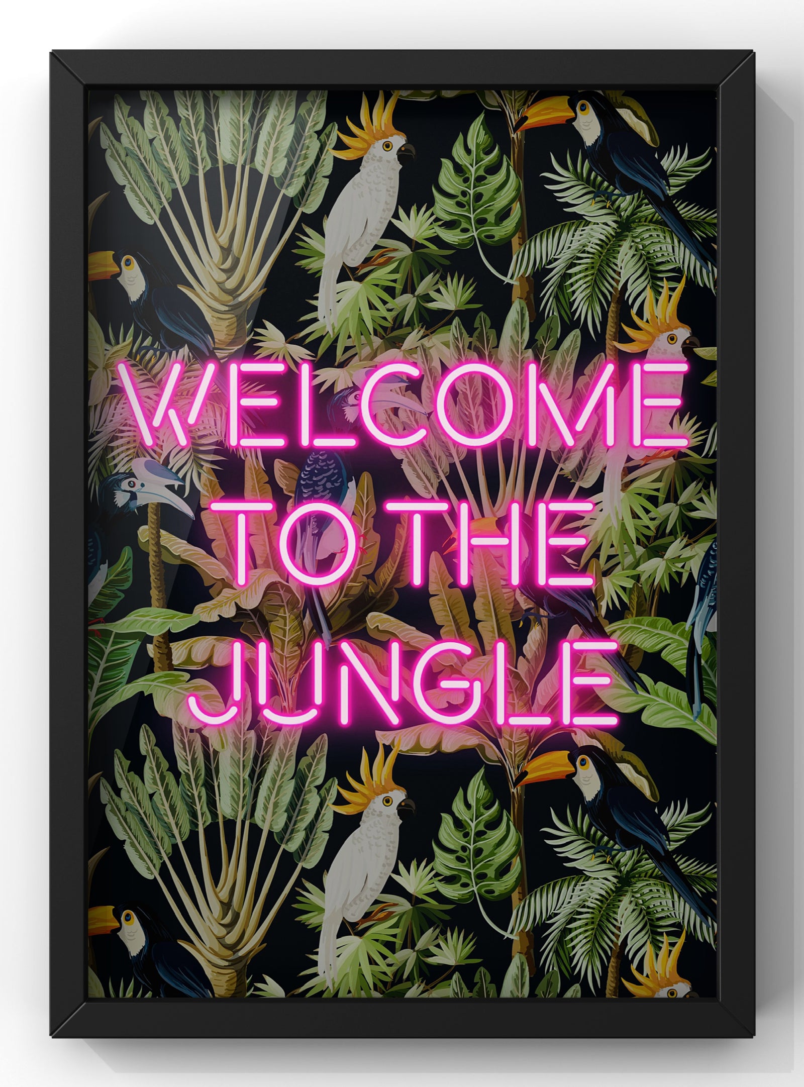 Welcome to The Jungle Neon Quote Print | Guns N' Roses Lyric Print | Tropical Wall Art