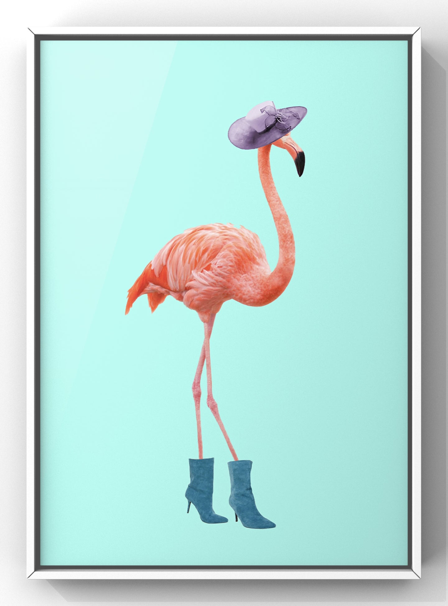 Fashion Trending Flamingo In Boots Print | Bright & Bold Wall Art