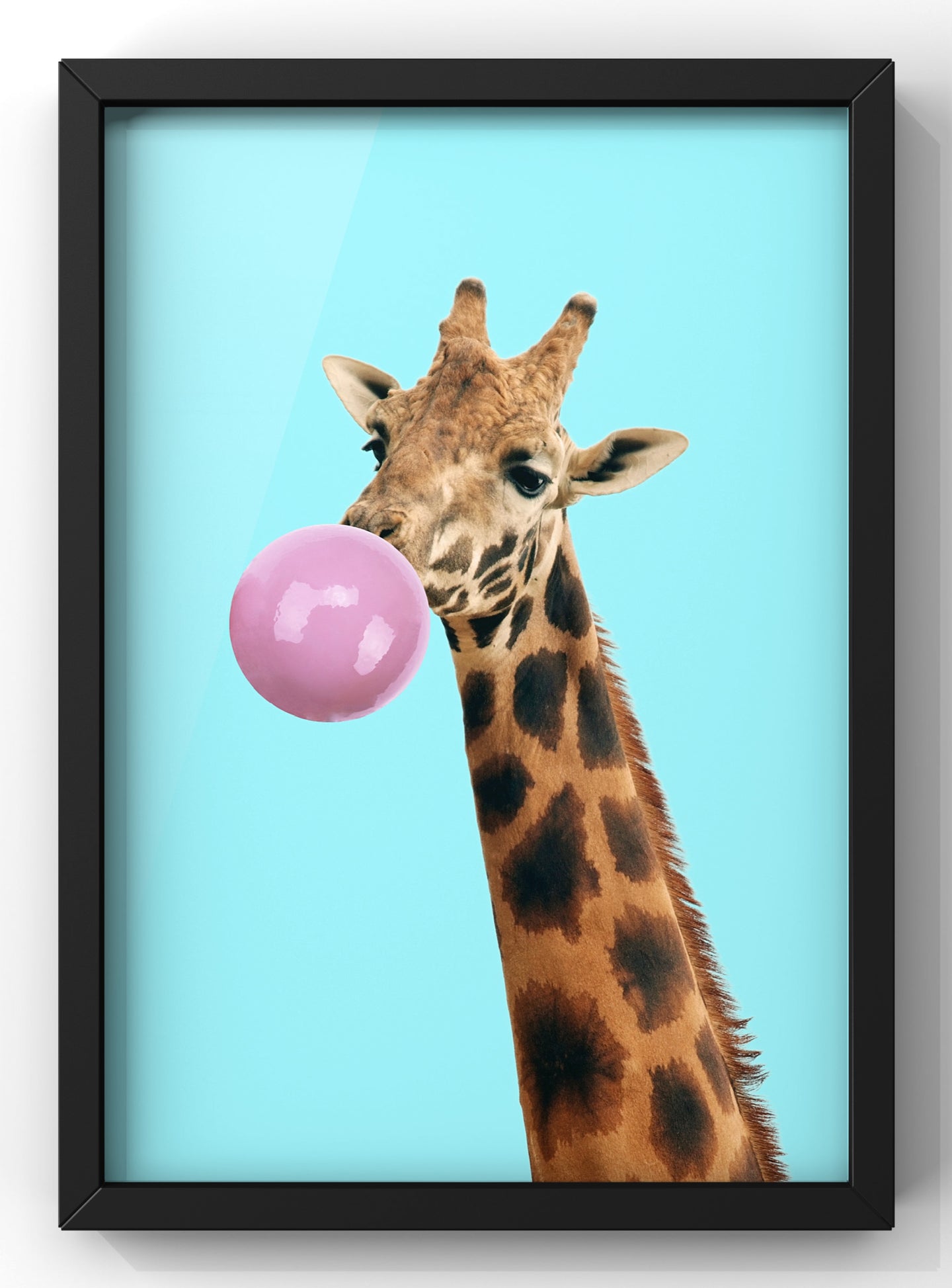 Bubblegum Giraffe Print | Bright Wall Art