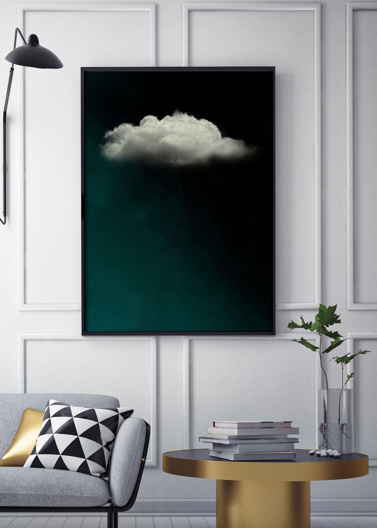 Modern Cloud Print | Emerald green Minimal Wall Art Print