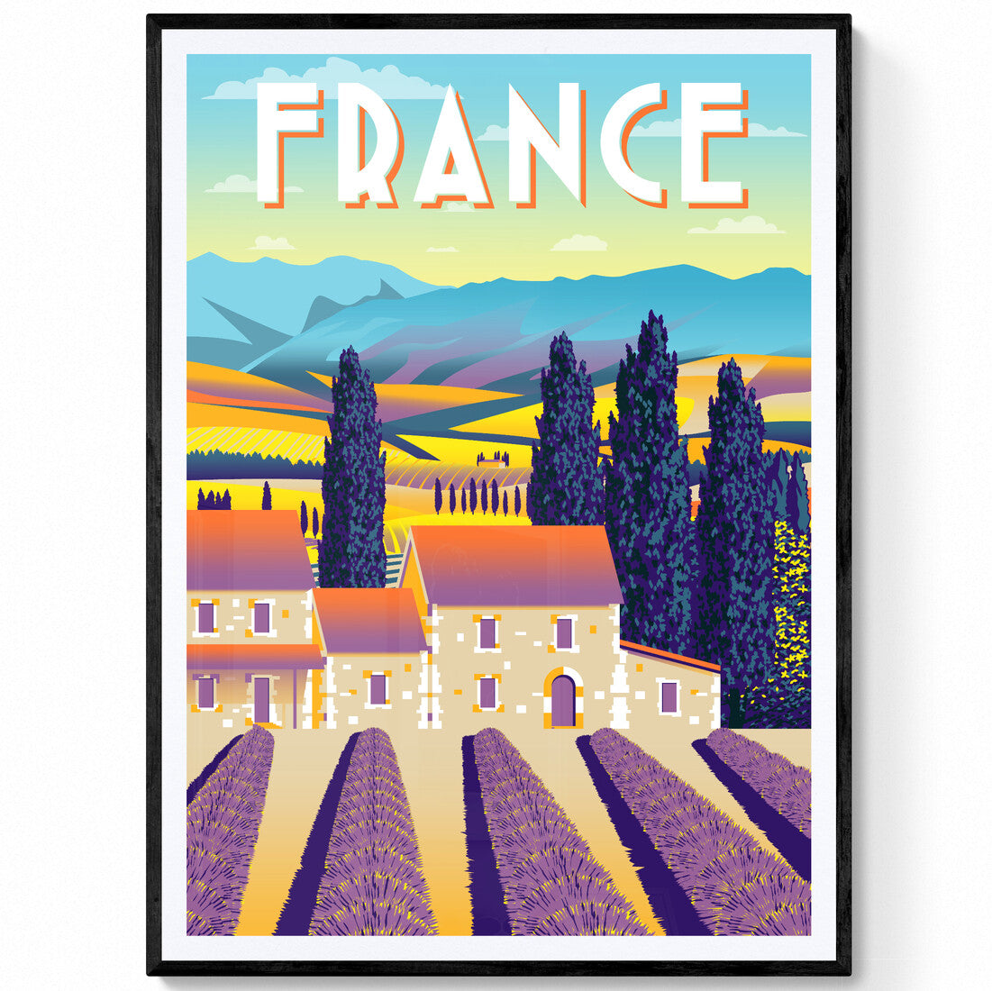 Minimal France Travel Poster | Vintage Postcard Wall Art