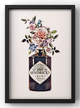 Load image into Gallery viewer, Floral Gin Bottle Print | Kitchen Gin Wall Art | Hendricks Gin Print | Kitchen Wall Art

