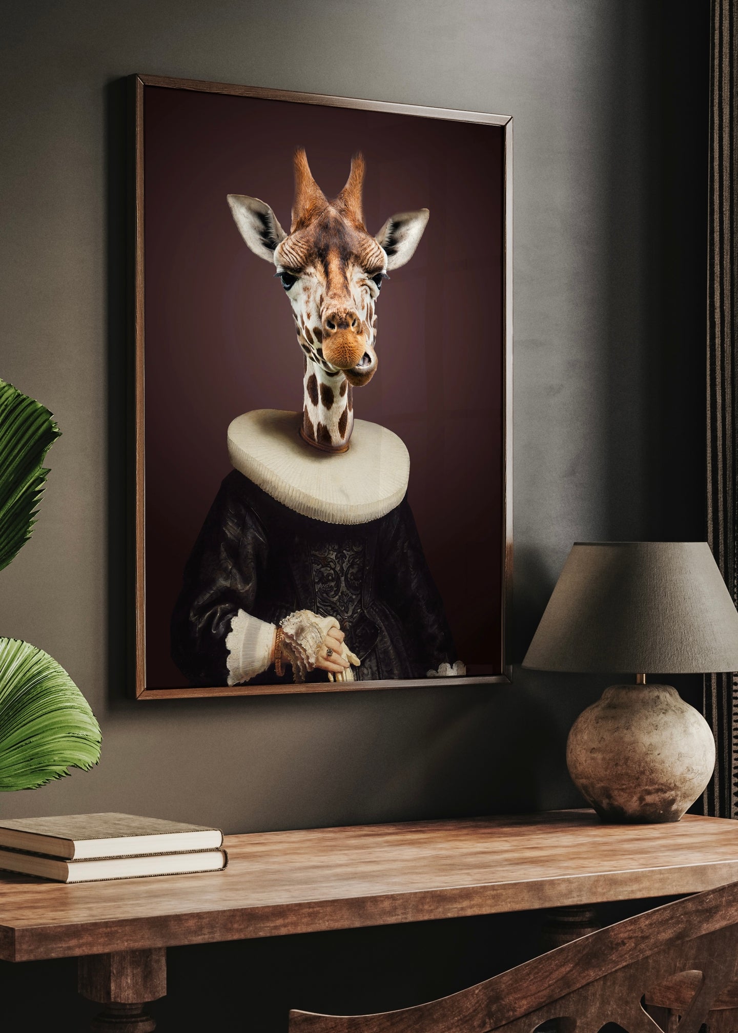 Miss Giraffe Wall Art | vintage style altered giraffe Portrait Wall Art