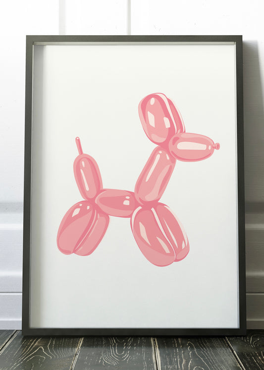 Party Dog Balloon | Minimal Quirky Wall Art Print