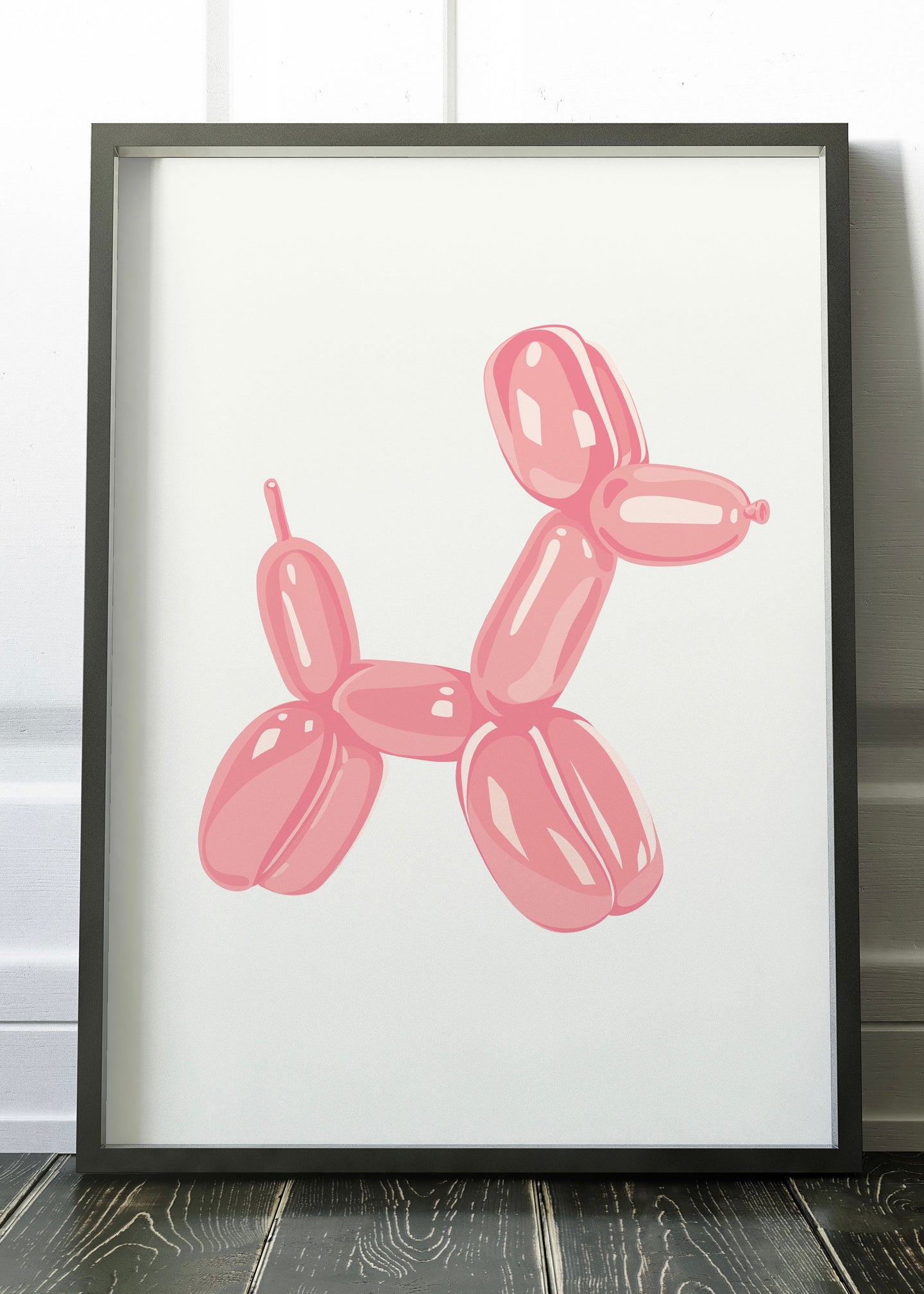 Party Dog Balloon | Minimal Quirky Wall Art Print