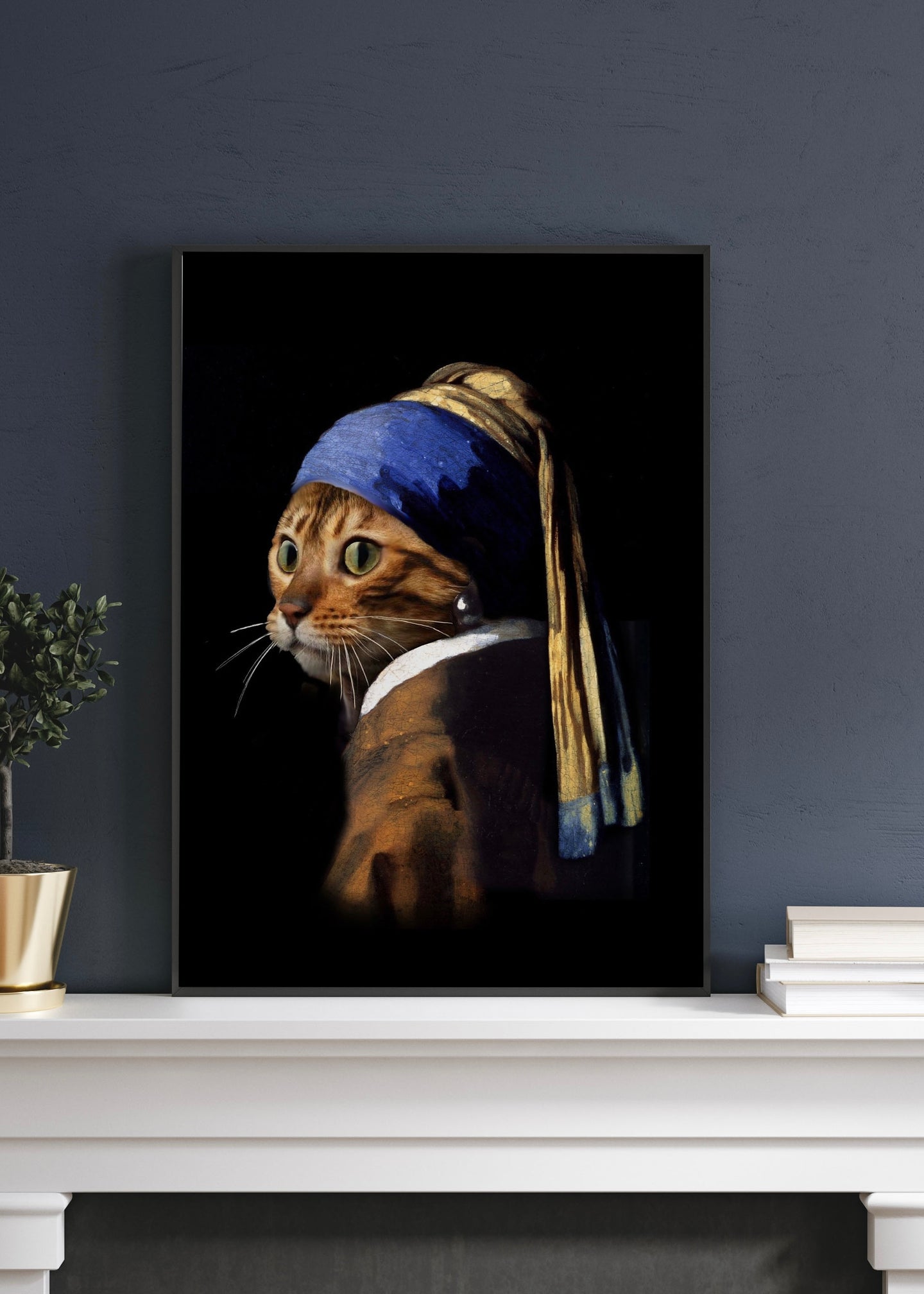 Alternative Girl with a pearl earring Puss | Punk Print Wall Art