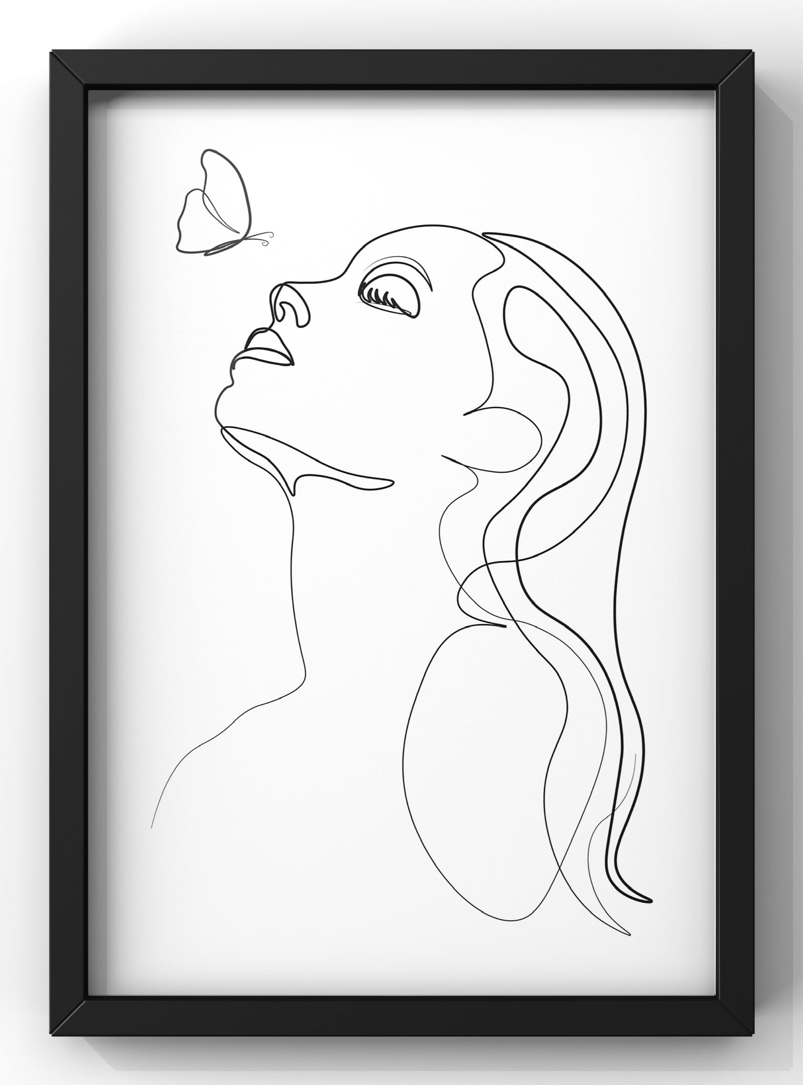 One Line drawing Butterfly Woman | Minimal Wall Art Print