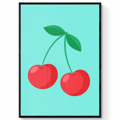 Minimal Bold coloured Cherries Print