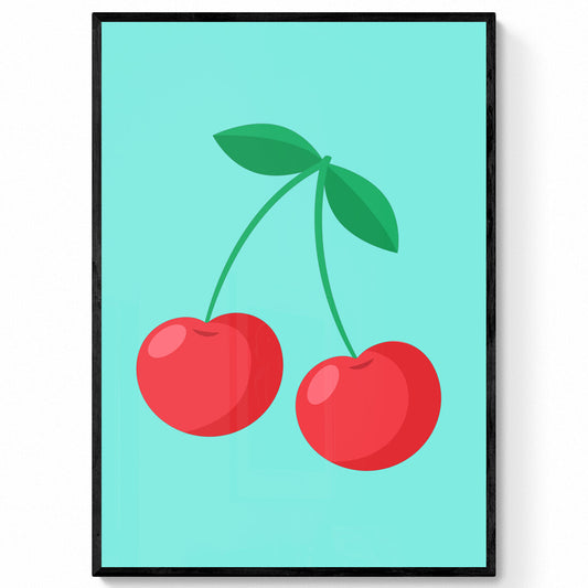 Minimal Bold coloured Cherries Print