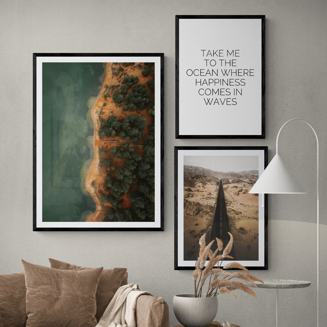 Happiness Comes In Waves Set of 3 Prints | Gallery Wall Photograph Set