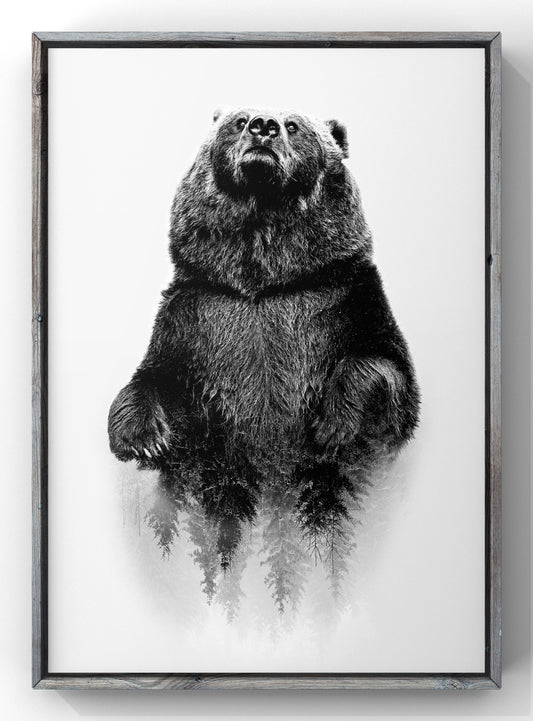 Forest Bear Print | Minimal Animal Wall Art