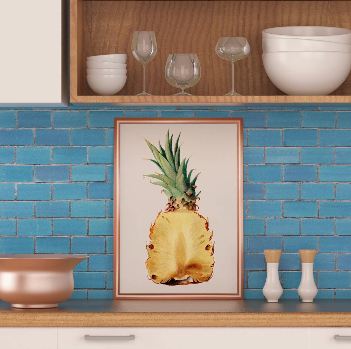 Vintage Pineapple Illustration Wall Art | Kitchen Print