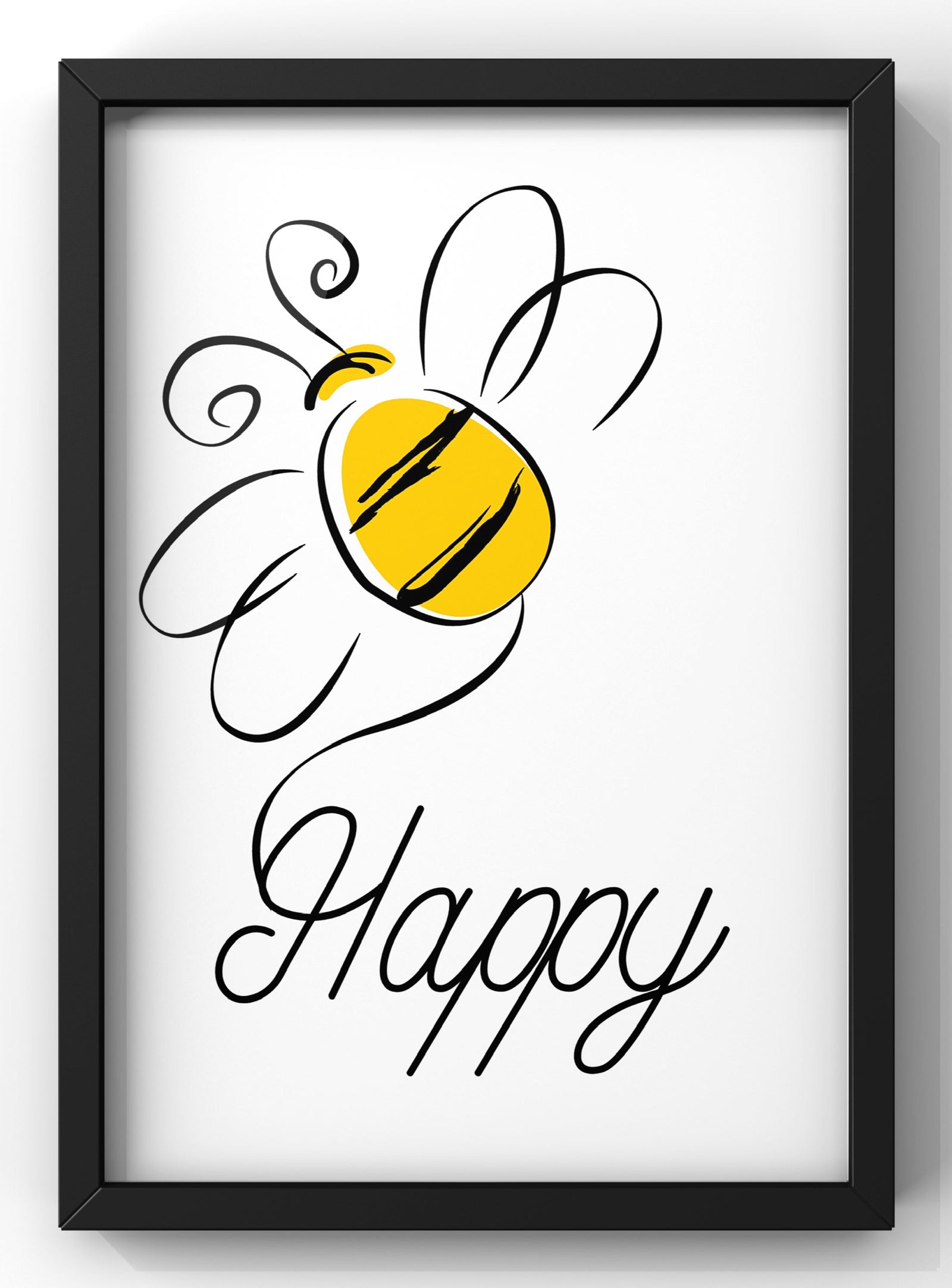 Bee Happy Minimal Wall Art Print