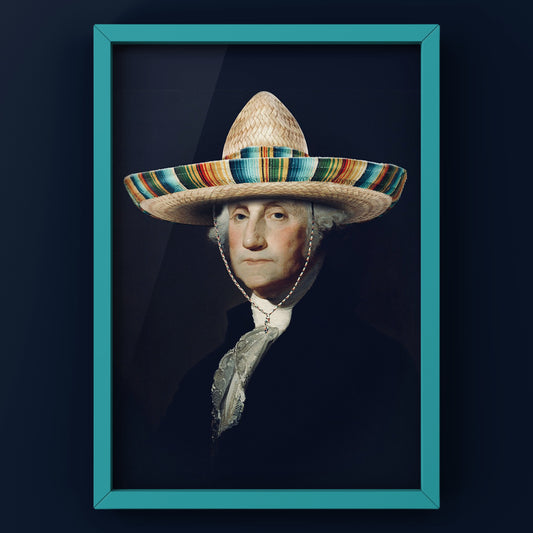 George Washington on Holiday  | Altered Vintage Print  | Funny Alternative Art Punk Print Shabby Chic  Wall Décor