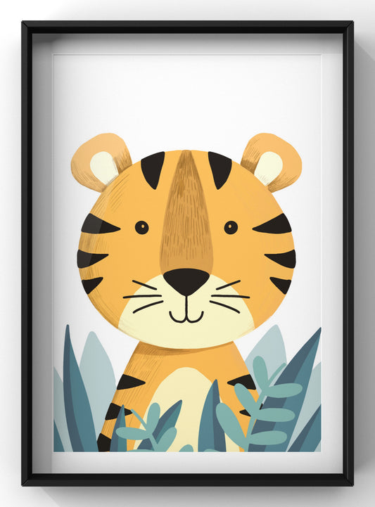 Cute Little Tiger Baby Bedroom Wall Art | Hand Drawn Nursery Print
