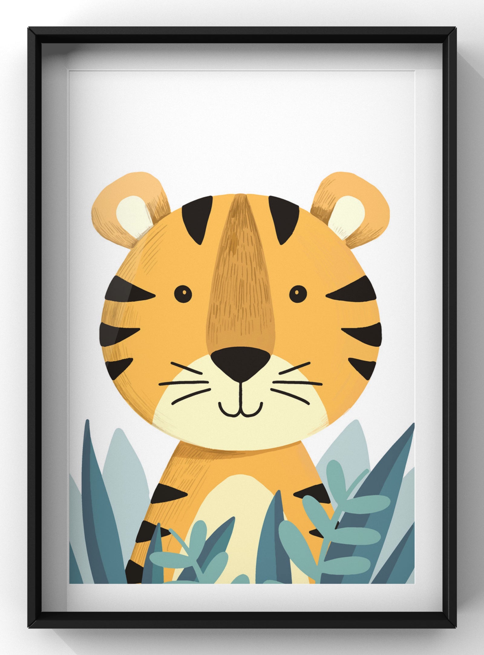 Cute Little Tiger Baby Bedroom Wall Art | Hand Drawn Nursery Print