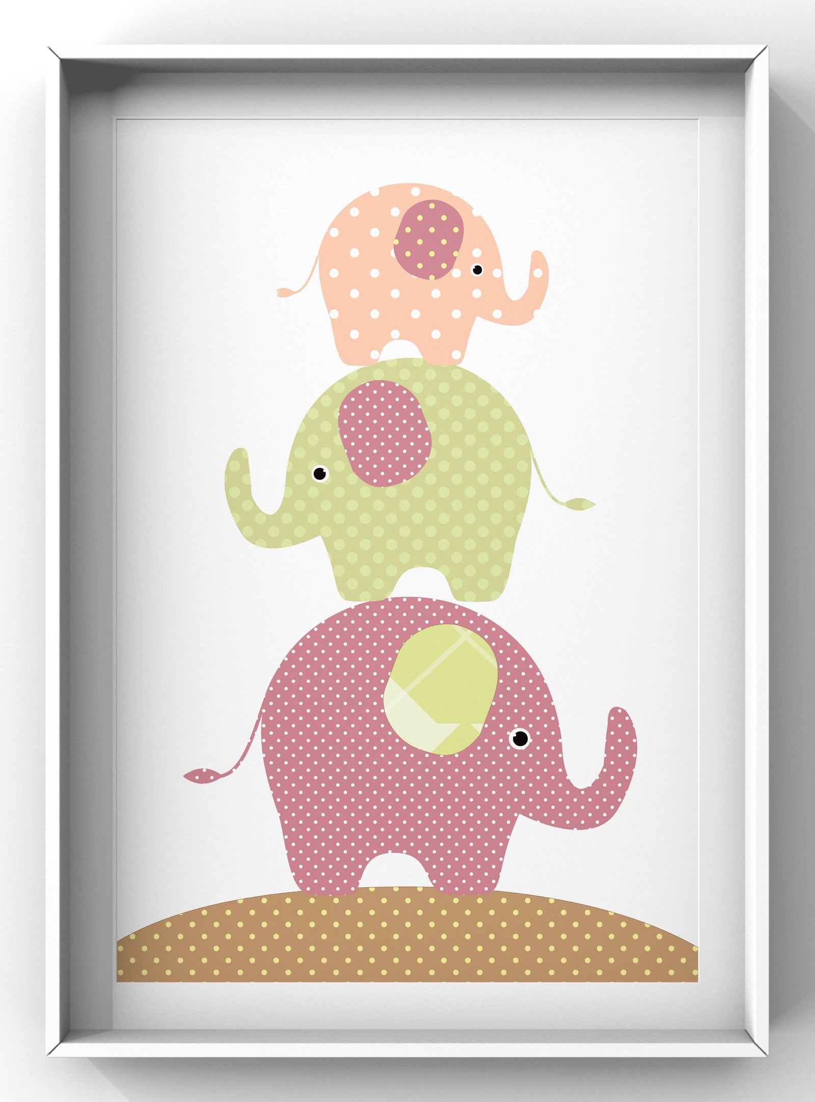 Stacking Dotty Elephant Nursery Print