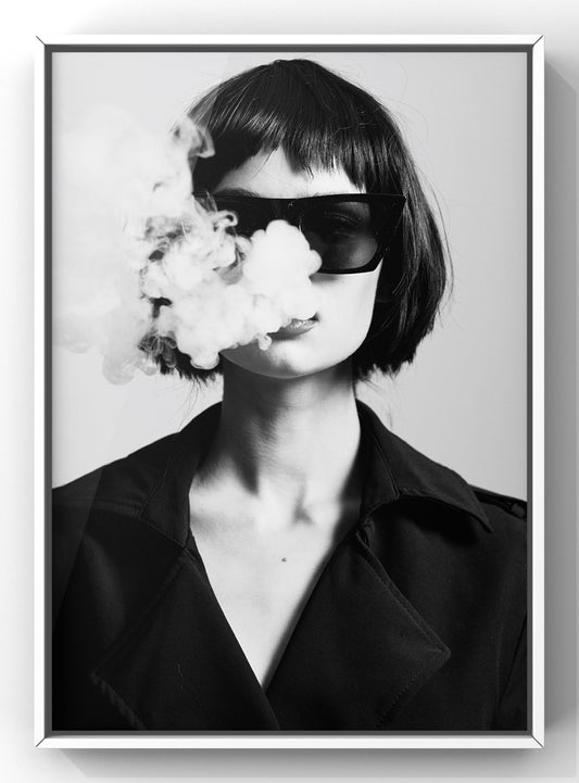 Smoking Fashion model Print | Black & White photograph