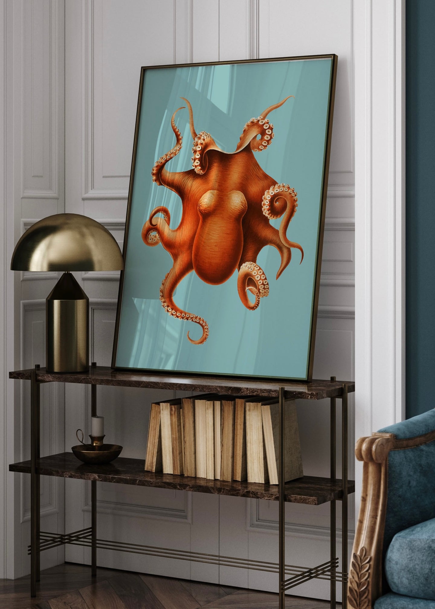 The Vintage kraken in Colour | antique octopus  print