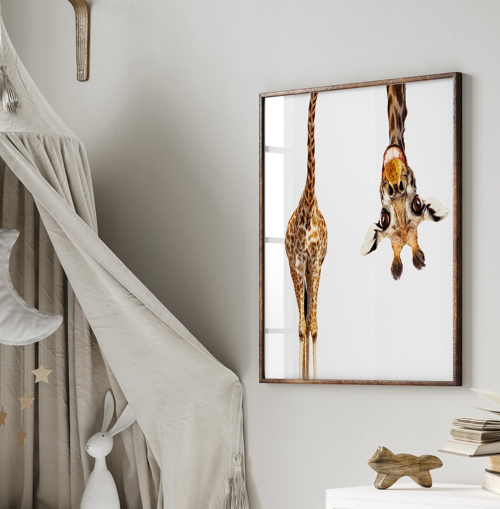 Peaking Giraffe Wall Decor | Jungle Nursery Print