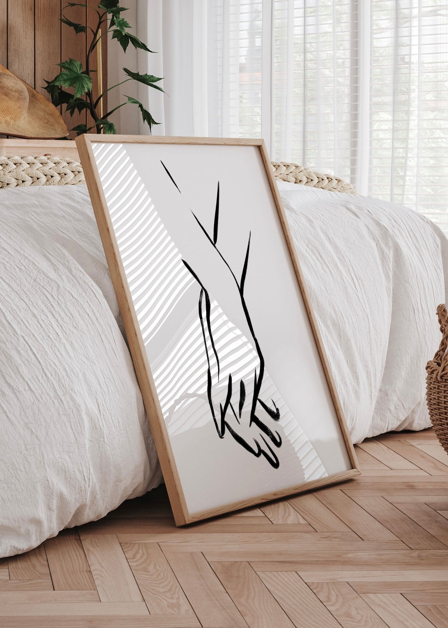 Hands Of Love | Minimal Holding Hands Illustration | Black & White Print